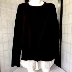 Womens xl 100% cotton black with white trim light sweater